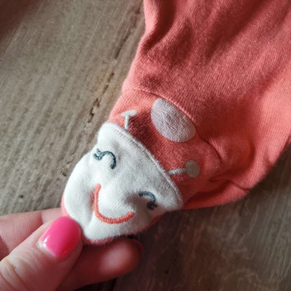 Carter's Size 6m Baby Girl Footed Leggings Pants 100% Cotton Melon Coral Pink